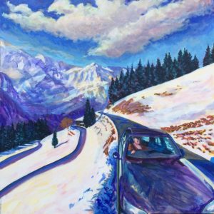 On The Road to Val D’illiez. Acrylic on Canvas by Richard Bostock